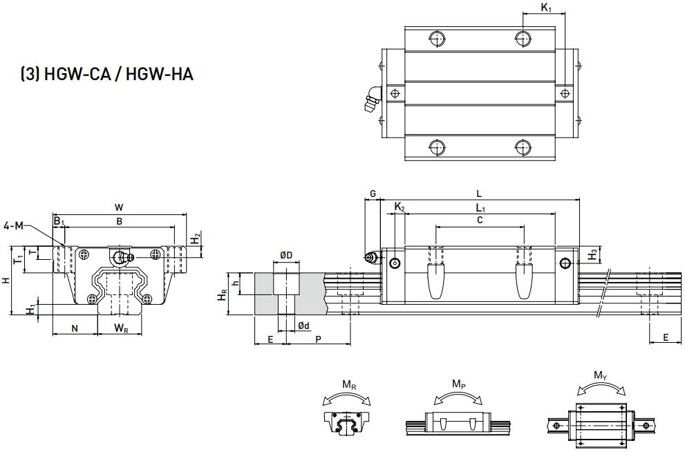 HIWIN HGW35CA轴承 滑块轴承  滑块导轨  滑块导轨轴承