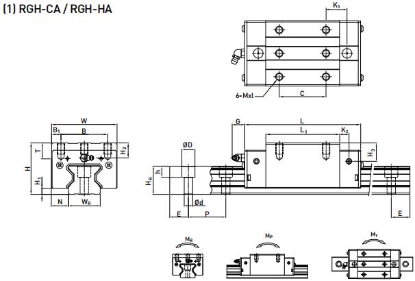 HIWIN RGH20HA轴承 滑块轴承  滑块导轨  滑块导轨轴承